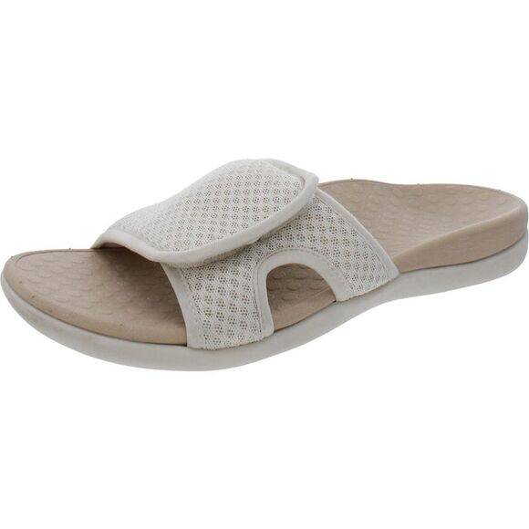 Vionic Womens Brindie Ivory Mesh Slip On Peep Toe Pool Slides Shoes NWT - Picture 1 of 3